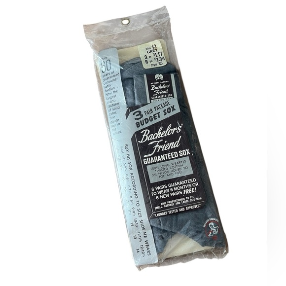 Bachelor’s Friend Other - Vintage 1950s Bachelor’s Friend Men’s Socks – Unopened Original Package Size 12
